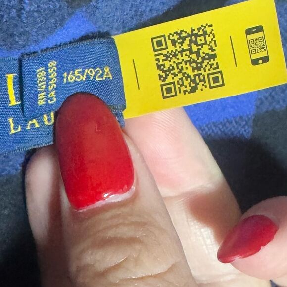 POLO RALPH LAUREN | Blue&Black Checkered Fringe Hem Belted Jacket - Picture 13 of 13